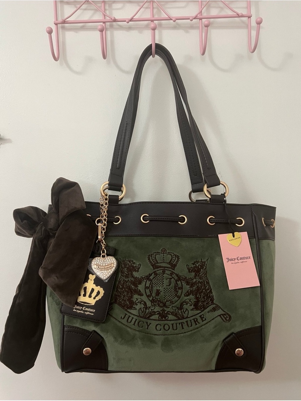 NWT Juicy Couture Classic Scottie Dogs Daydreamer in Super Green/ Chocolate
